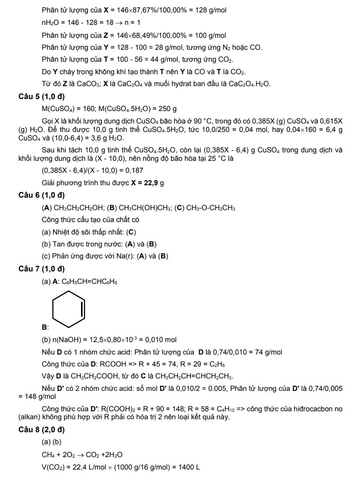 Đáp án đề thi chuyên Hóa lớp 10 PTNK năm học 2023 ảnh 2