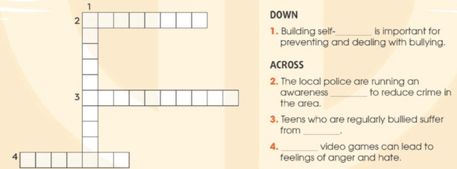 Solve the crossword. Use the words you have learned in this unit
