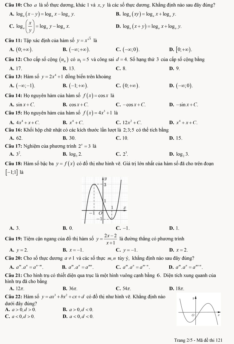 Đề thi thử môn toán 2024 lần 2 chuyên Hùng Vương (Phú Thọ) trang 2