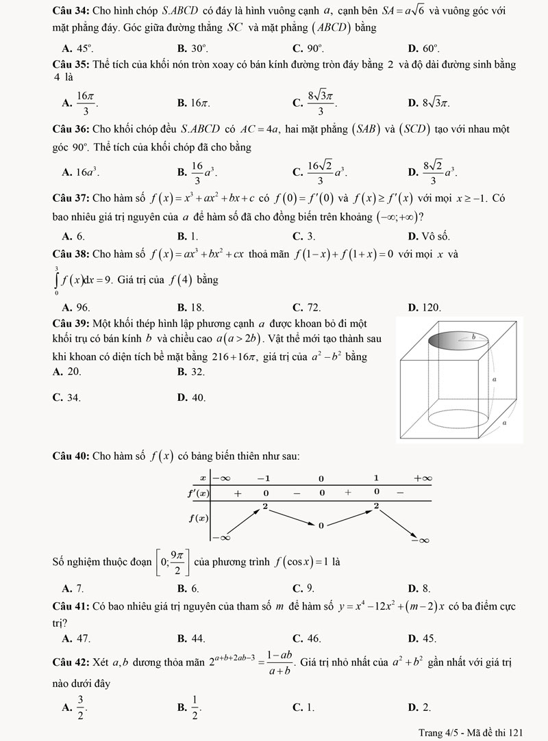Đề thi thử môn toán 2024 lần 2 chuyên Hùng Vương (Phú Thọ) trang 4