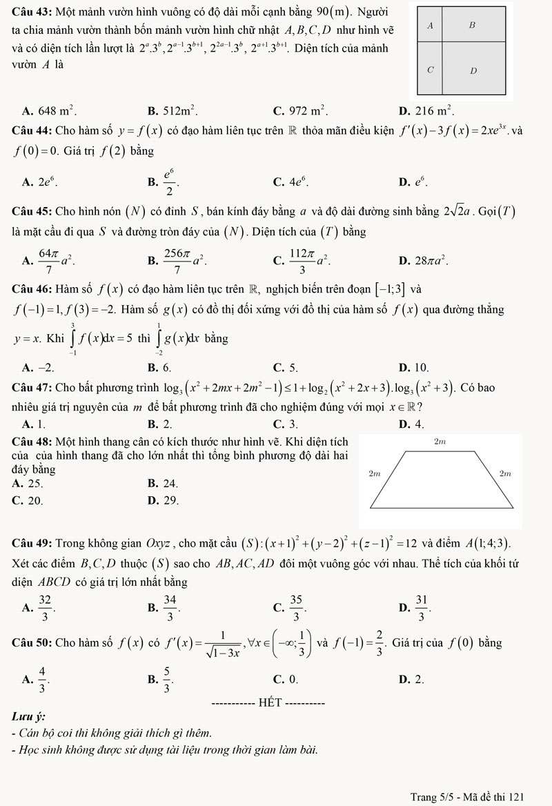 Đề thi thử môn toán 2024 lần 2 chuyên Hùng Vương (Phú Thọ) trang 5