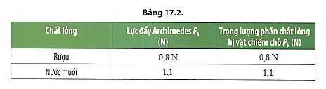 Bài 17: Áp suất trong chất lỏng bẳng 17.2