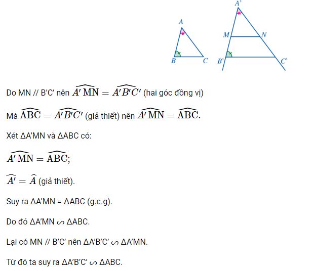 Giải Toán 8 Cánh Diều Trường hợp đồng dạng thứ ba của tam giác hình 1