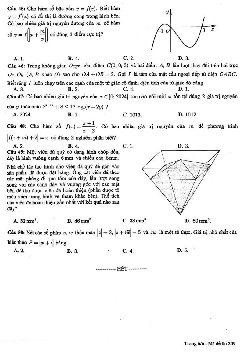 Đề thi thử tốt nghiệp môn Toán 2024 chuyên ĐH Vinh lần 1 trang 6
