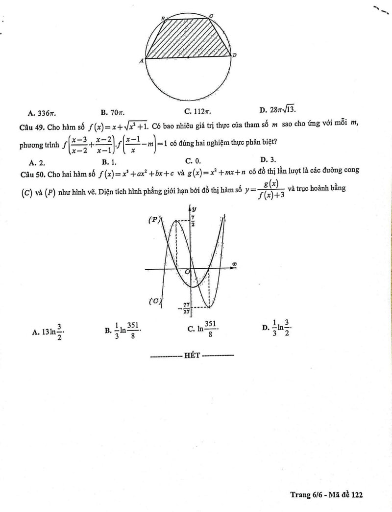 Đề thi thử tốt nghiệp môn Toán 2024 Hà Nội trang 6