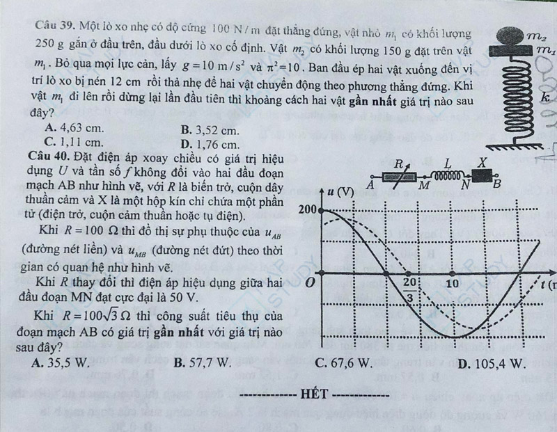 Đề thi thử tốt nghiệp môn lý 2024 sở GD Nam Định trang 4