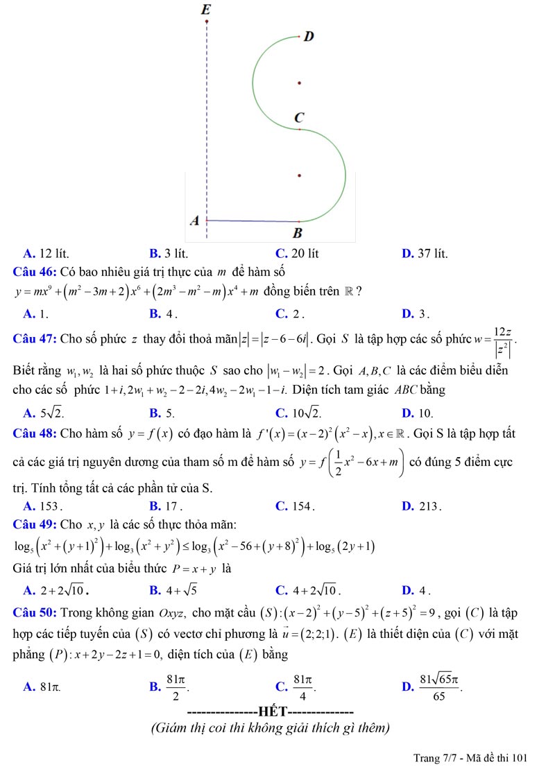 Đề thi KSCL môn Toán 12 năm 2024 lần 2 Hải Phòng trang 7
