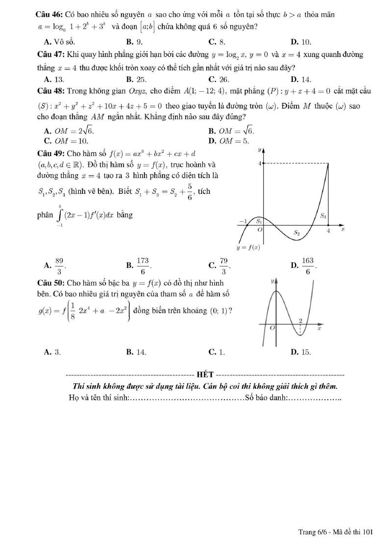 Đề thi thử tốt nghiệp môn Toán 2024 sở GD Tiền Giang trang 6