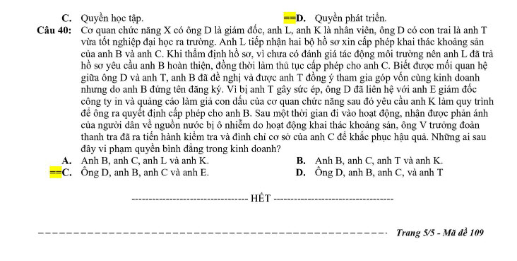 Đề thi thử tốt nghiệp môn GDCD 2024 THPT Triệu Sơn 2 ảnh 5