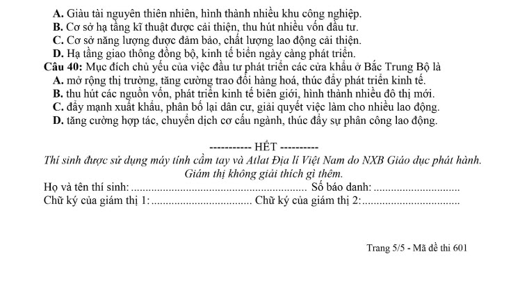 Đề thi thử tốt nghiệp môn Địa 2024 Sở Hậu Giang ảnh 5