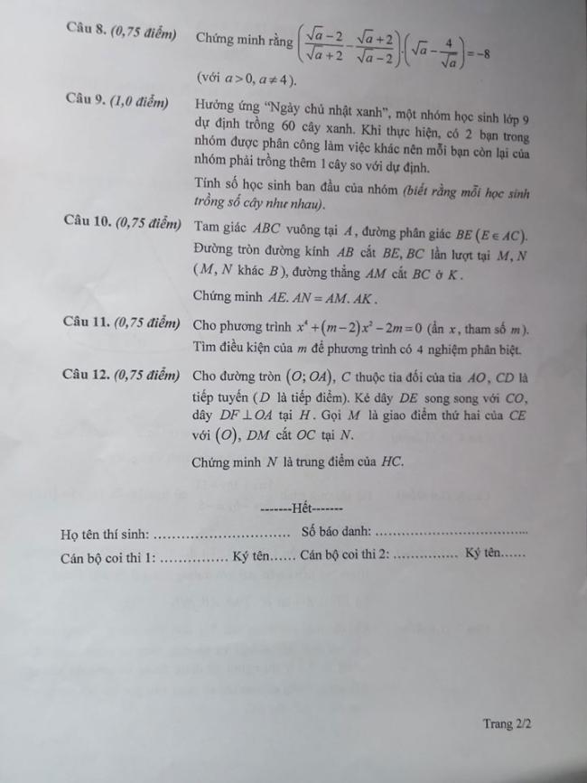 Đề thi vào 10 môn Toán 2024 Lâm Đồng trang 2