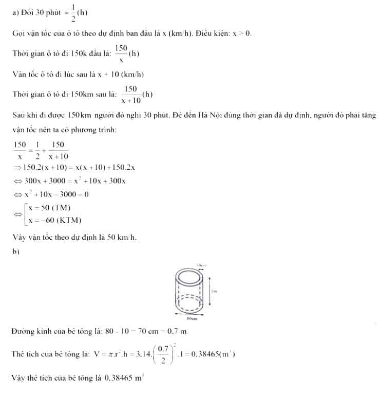 Đáp án đề thi vào lớp 10 môn Toán tỉnh Nghệ An 2024 câu 3