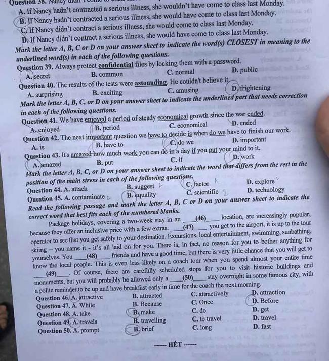 Đáp án đề thi tuyển sinh lớp 10 môn Anh Bắc Ninh 2024 4
