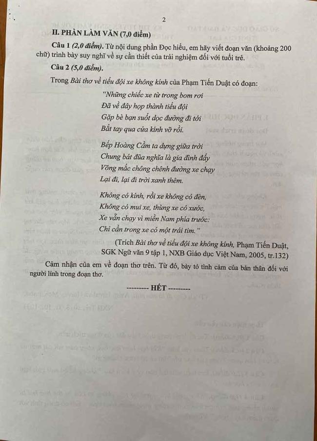 Đáp án đề thi vào 10 môn Văn Gia Lai 2024 - 2025 2