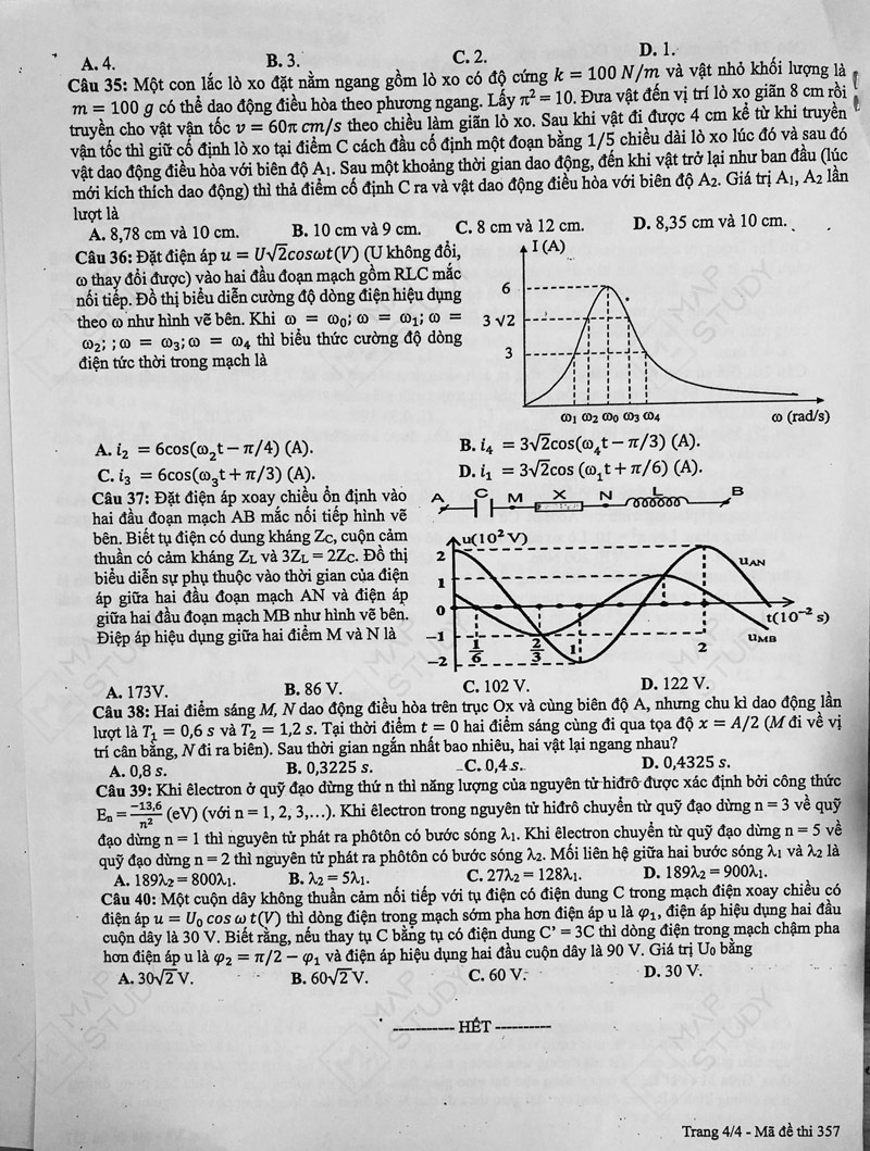 Đề thi thử tốt nghiệp môn Lý 2024 chuyên ĐH Vinh lần 2 trang 4