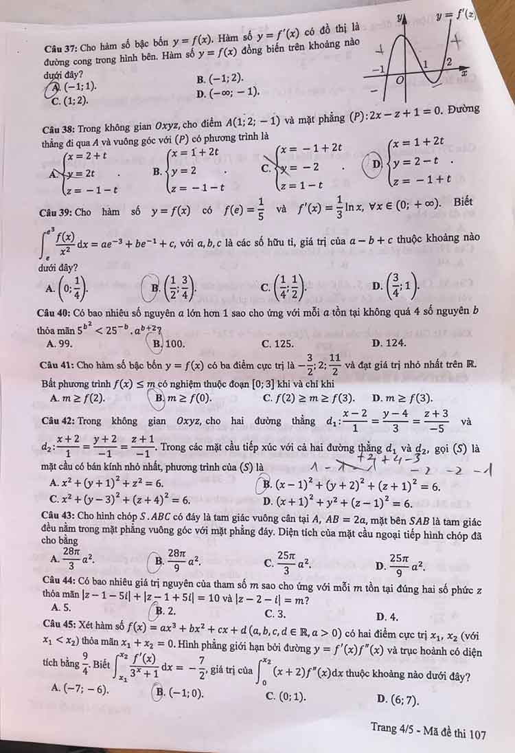 Giải chi tiết mã đề 107 Toán 2024 kỳ thi tốt nghiệp THPT 4