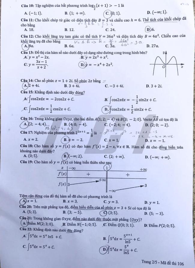 mã đề 106 Toán 2024 trang 2