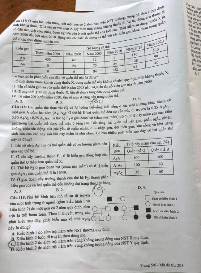 Sinh đề 205 năm 2024 trang 5