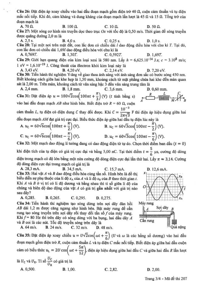 đề Lý 2024 mã 207 trang 3