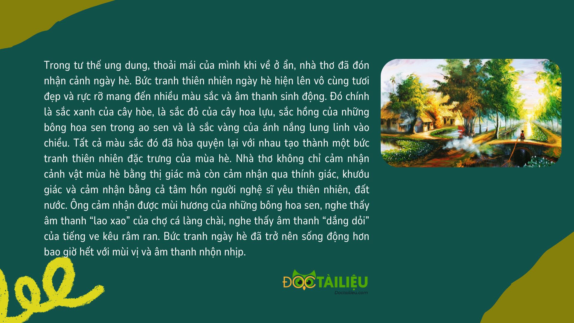 Văn mẫu giới thiệu tác phẩm văn học Cảnh ngày hè