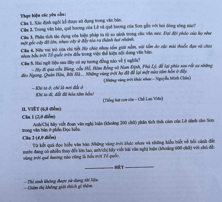 Đáp án đề thi văn THPT quốc gia 2025 ảnh 2