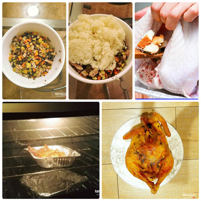 5 bước làm món gà nhồi ngũ sắc