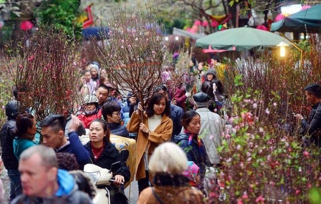 chợ tết mùa xuân